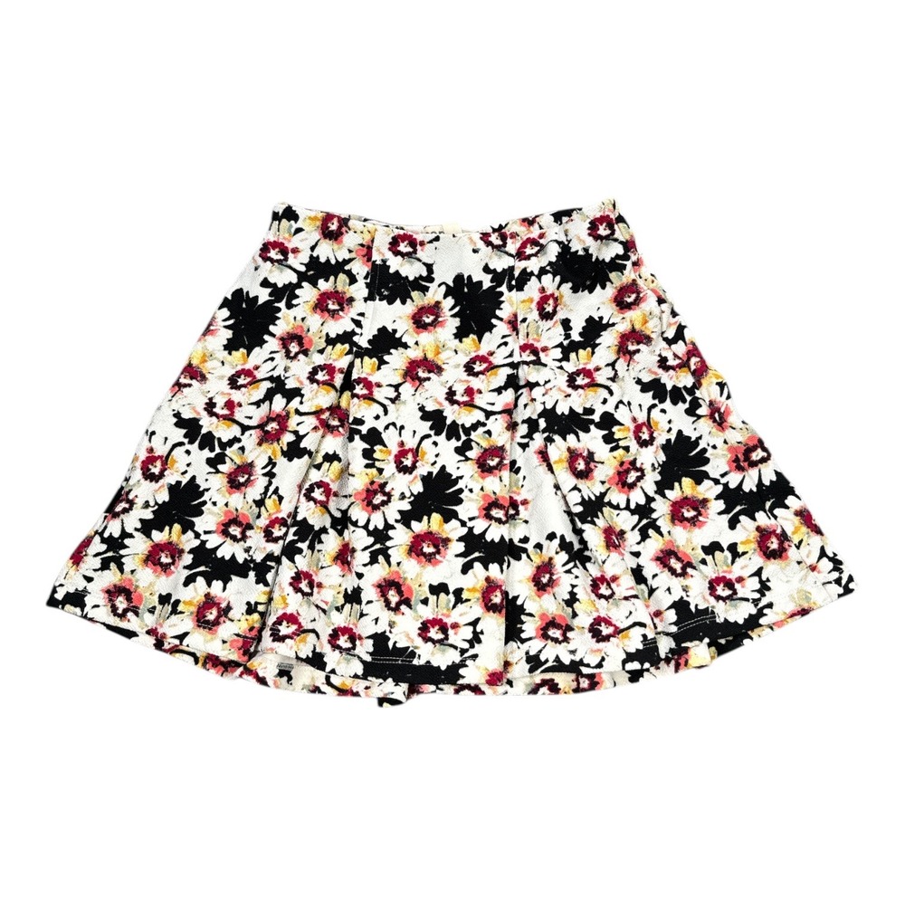 Sorad by ATV Floral Print Pleated Skirt‎ Women's Size S White Black Red Yellow